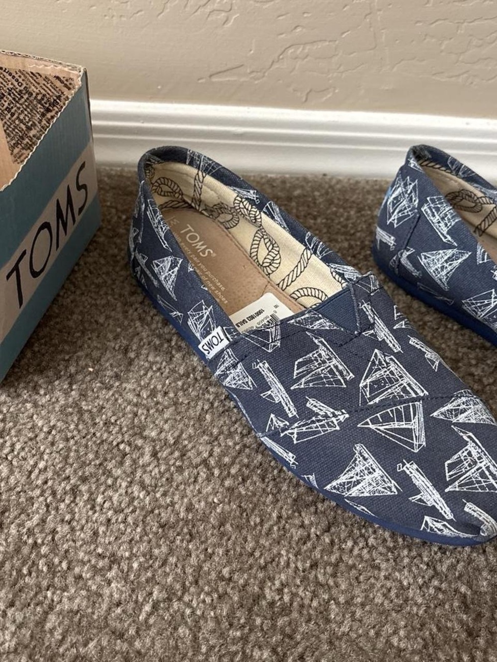 TOMS Alpargata Classic Printed Canvas Slip-On Flats US 7.5